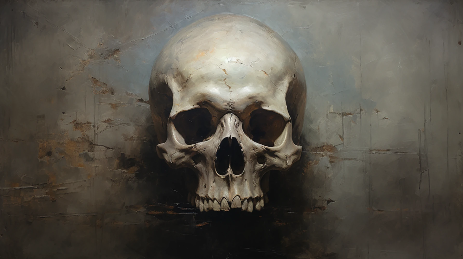 A Midjourney prompted skull image