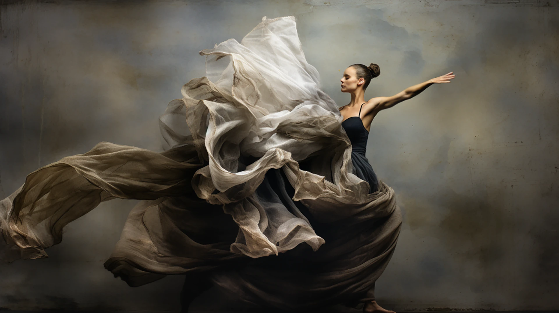 Dancer with skull skirt rendered in Midjourney