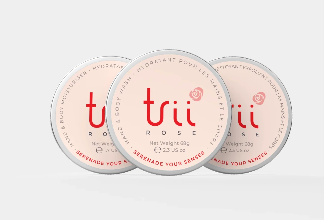 Trii Rose product packaging with a subtle pink design.