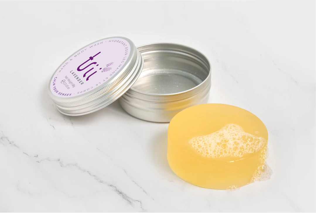 Trii Lavender product packaging featuring a calming lavender color theme.