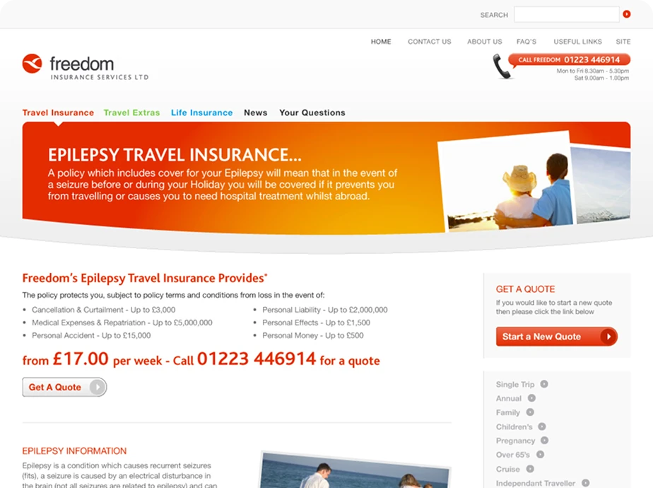 Freedom Insurance website mockup