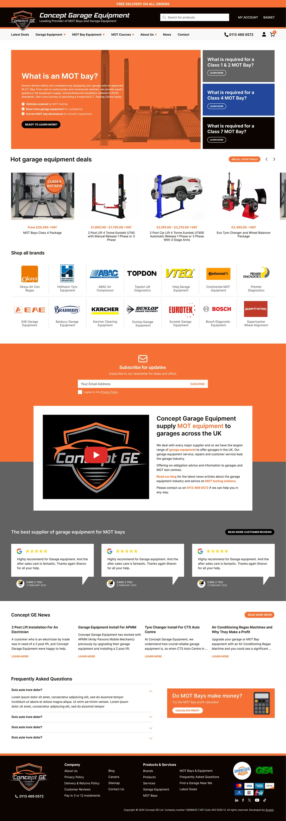 Concept Garage Equipment Website Screenshot