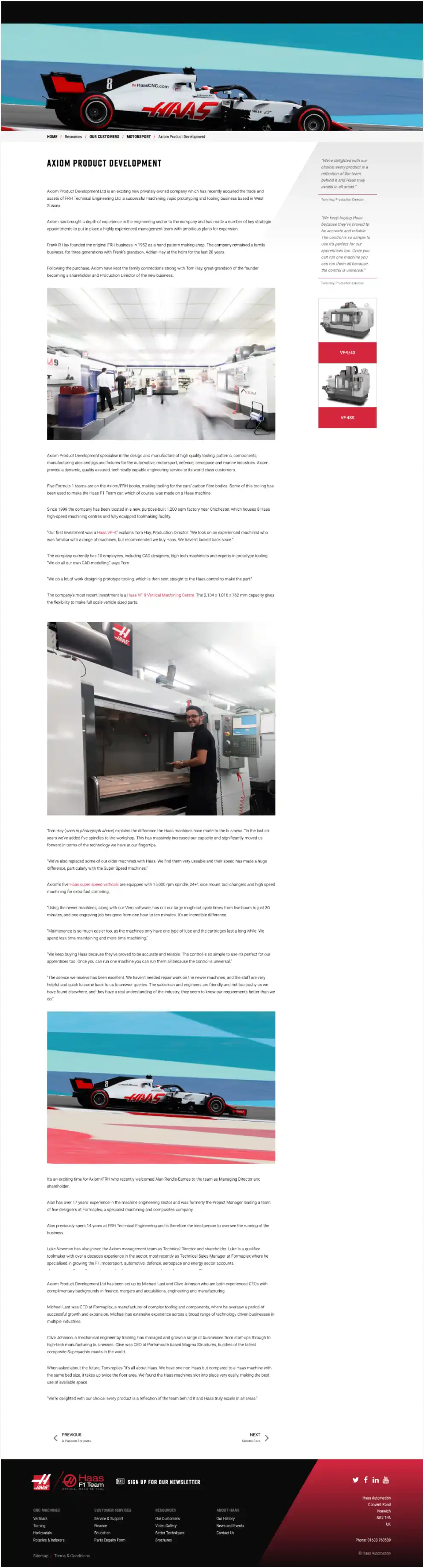 Haas Website Screenshot