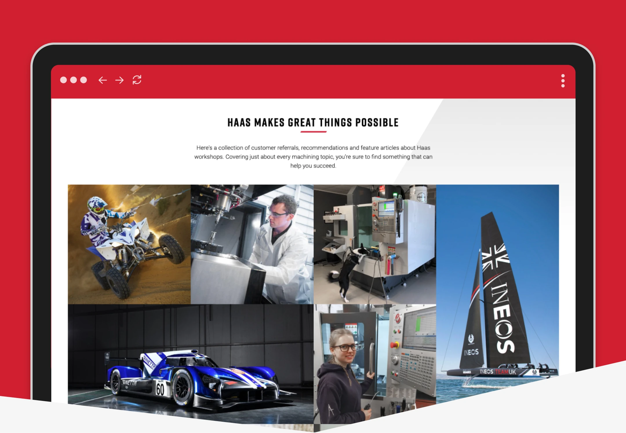 More Haas Engineering UK website pages showcasing advanced CNC machinery details.