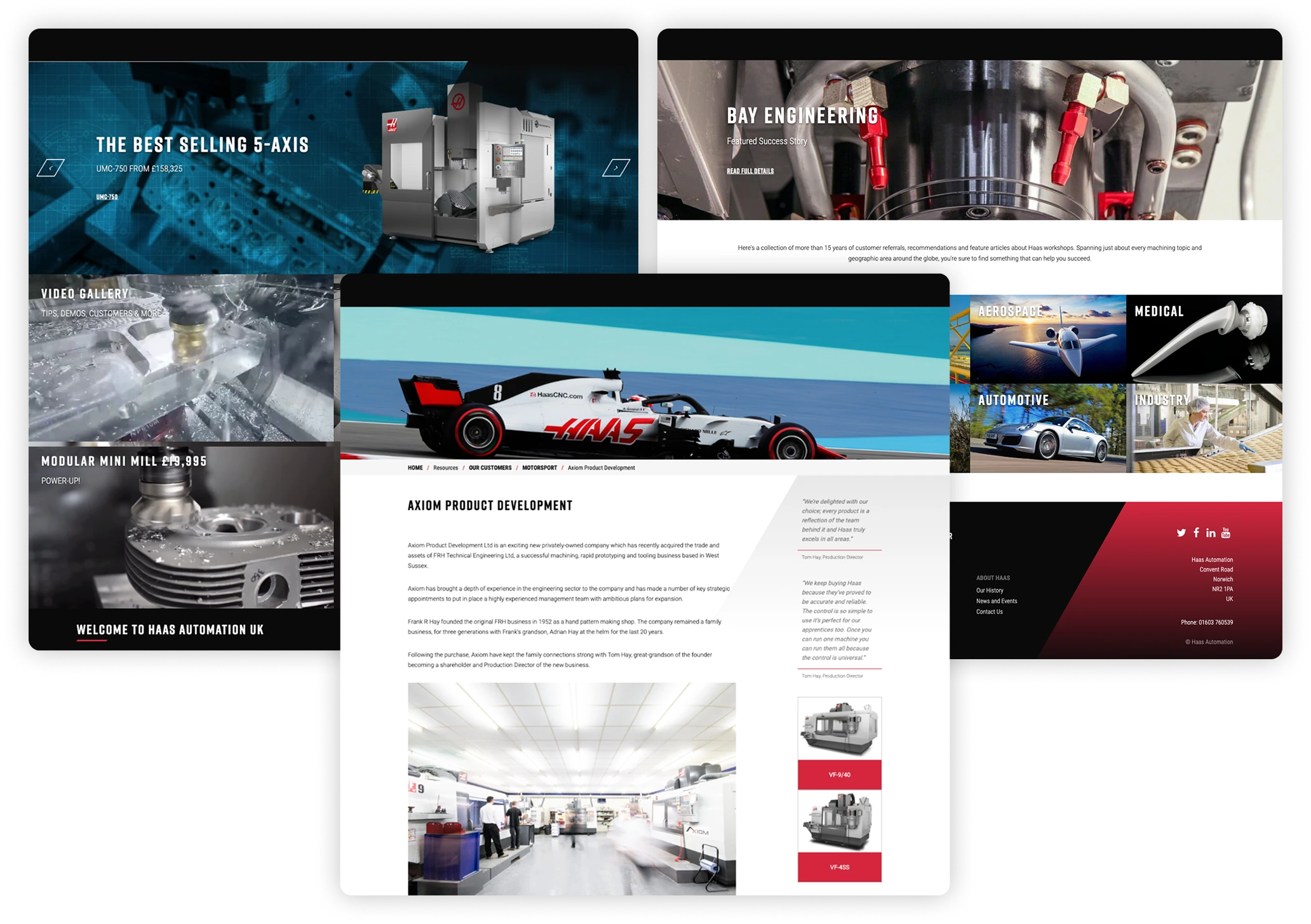 Haas Engineering UK website interior pages
