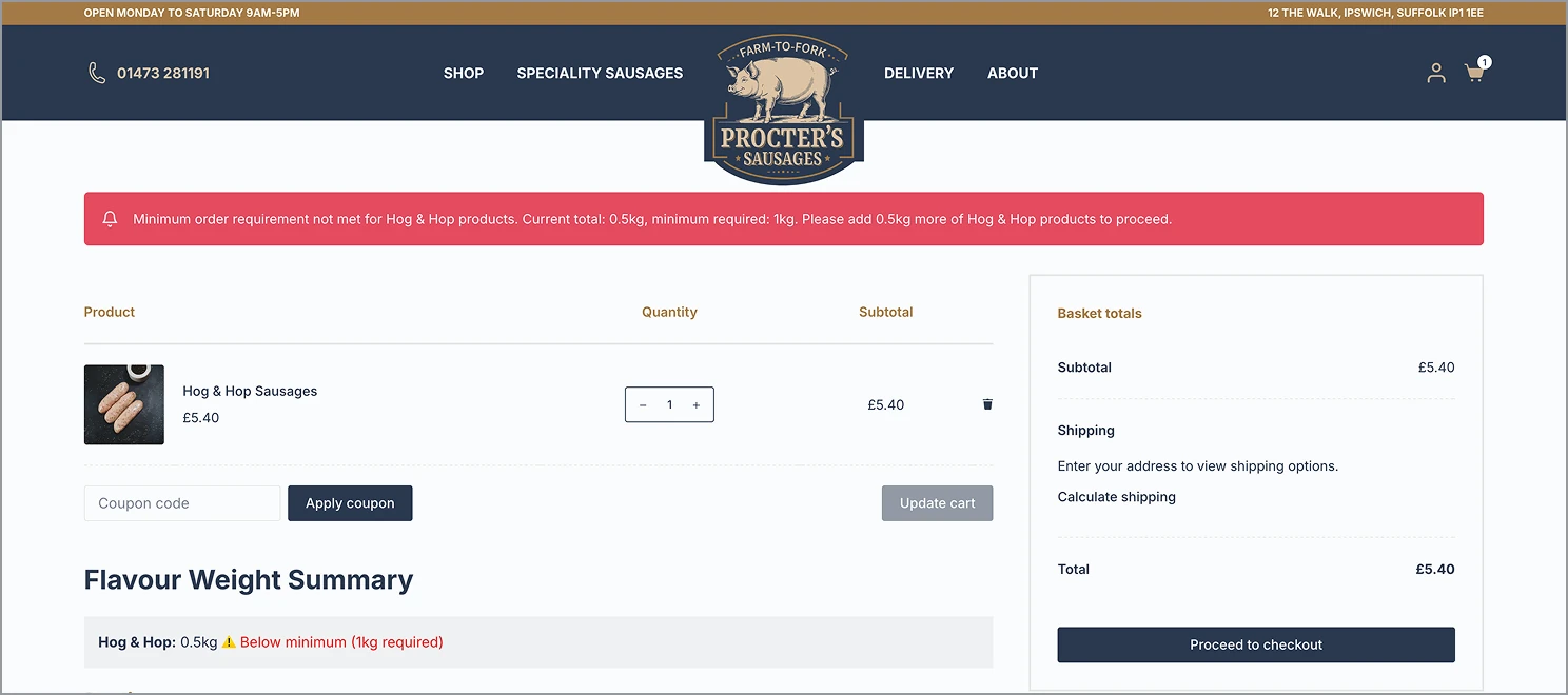 Procter's website screenshot on desktop