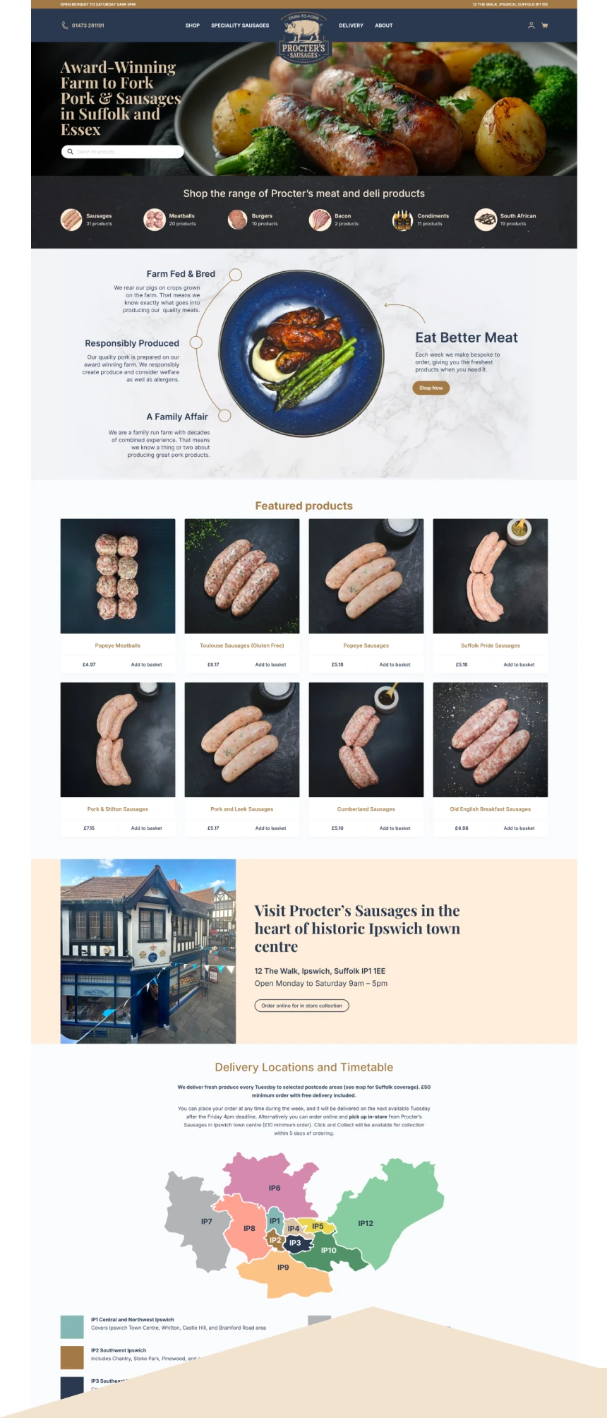 Procter's website screenshot on mobile