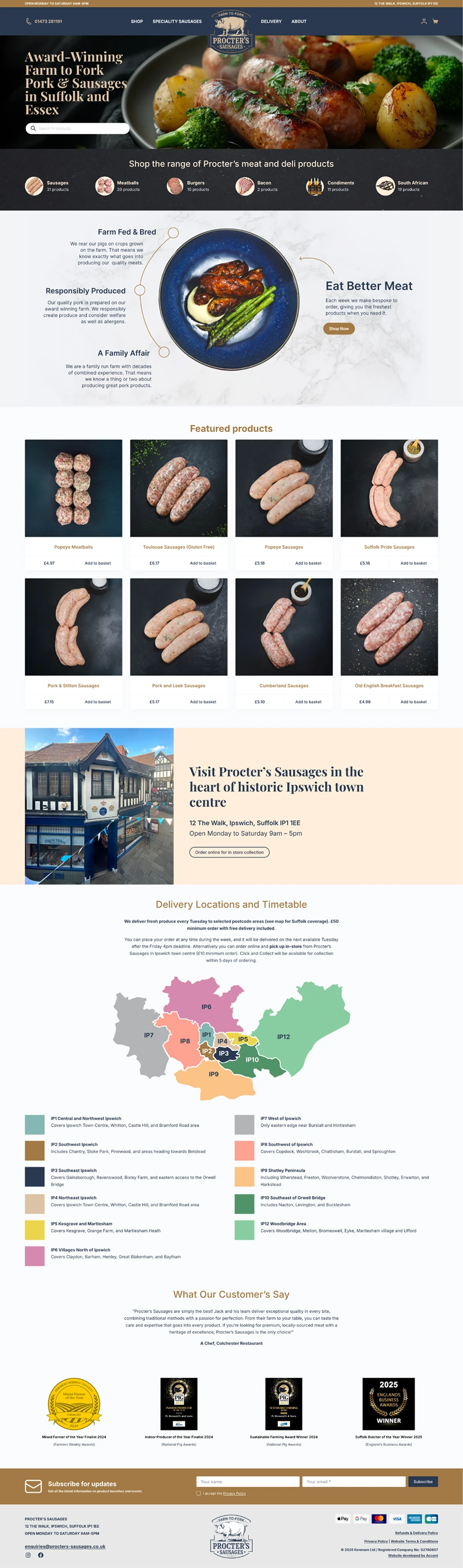 Procter's website screenshot on desktop