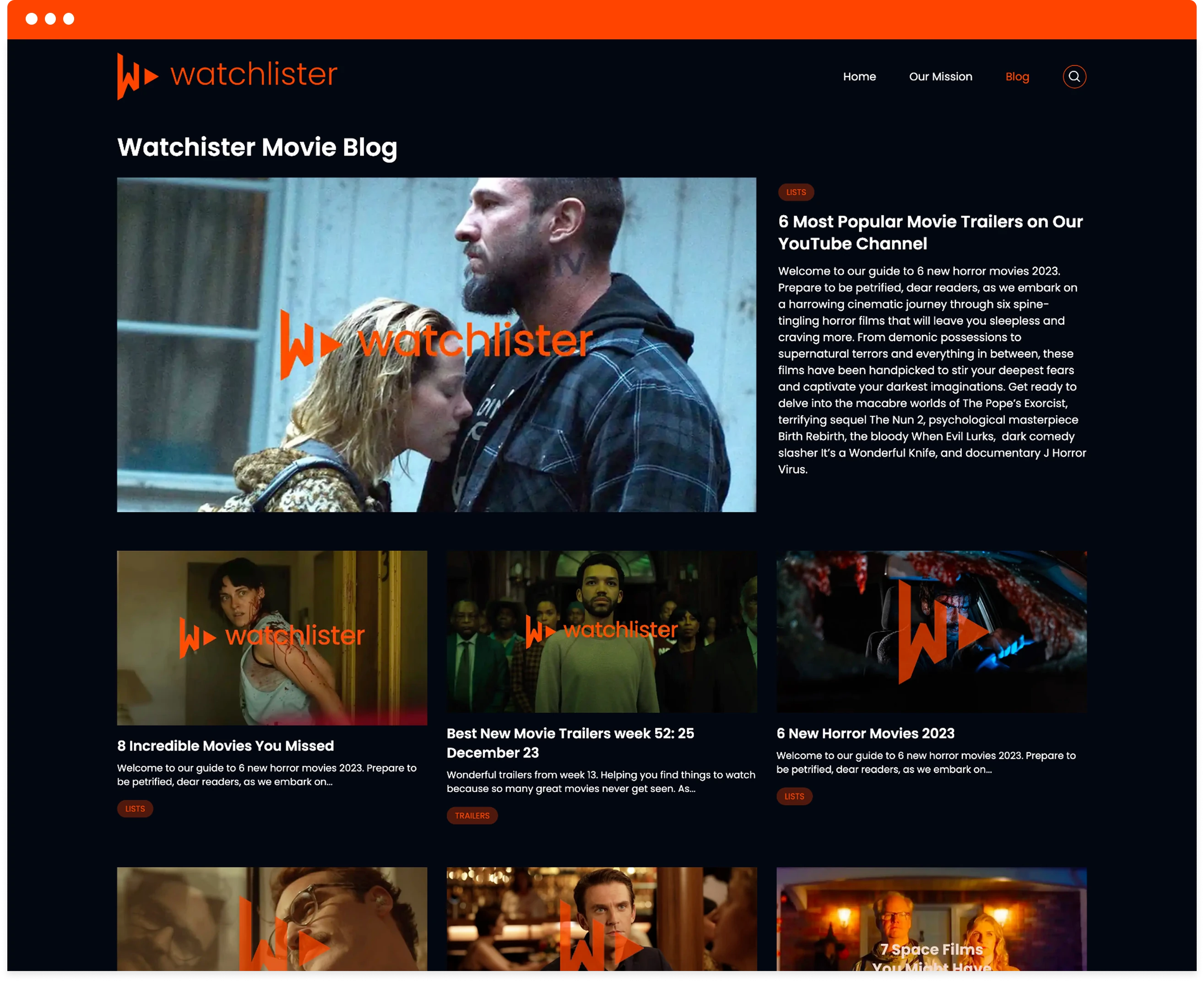 Watchlister Website Screenshot