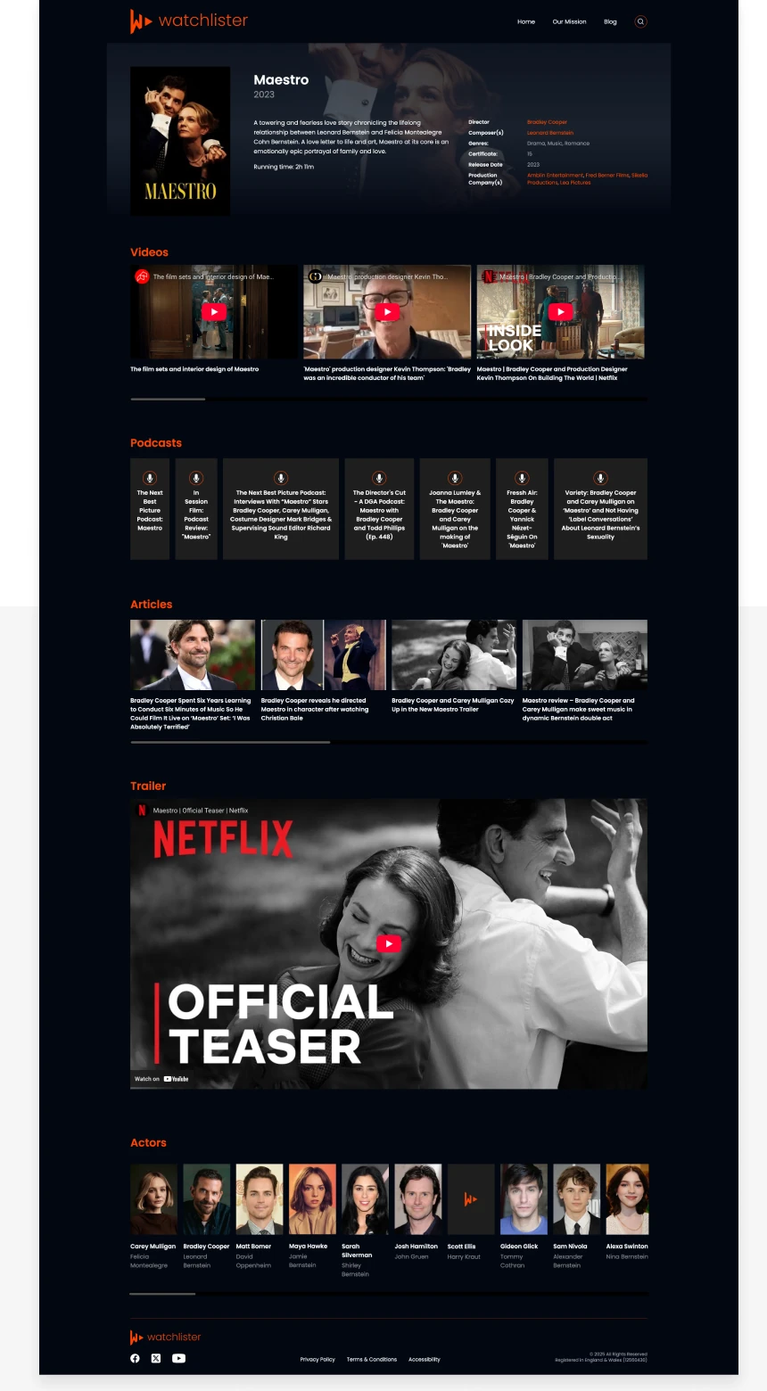 Watchlister Website Screenshot Mobile