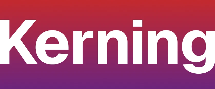 Kerning article banner: the word "Kerning" set in a bold white sans serif font on a red-to-purple gradient background.